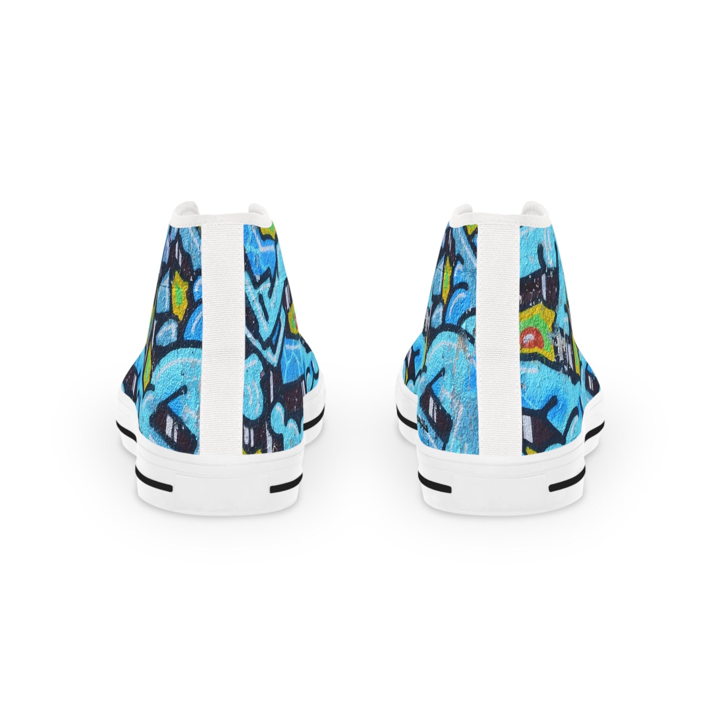 Blue Graffiti High-Top Sneakers — Urban Street Art Men's Shoes
