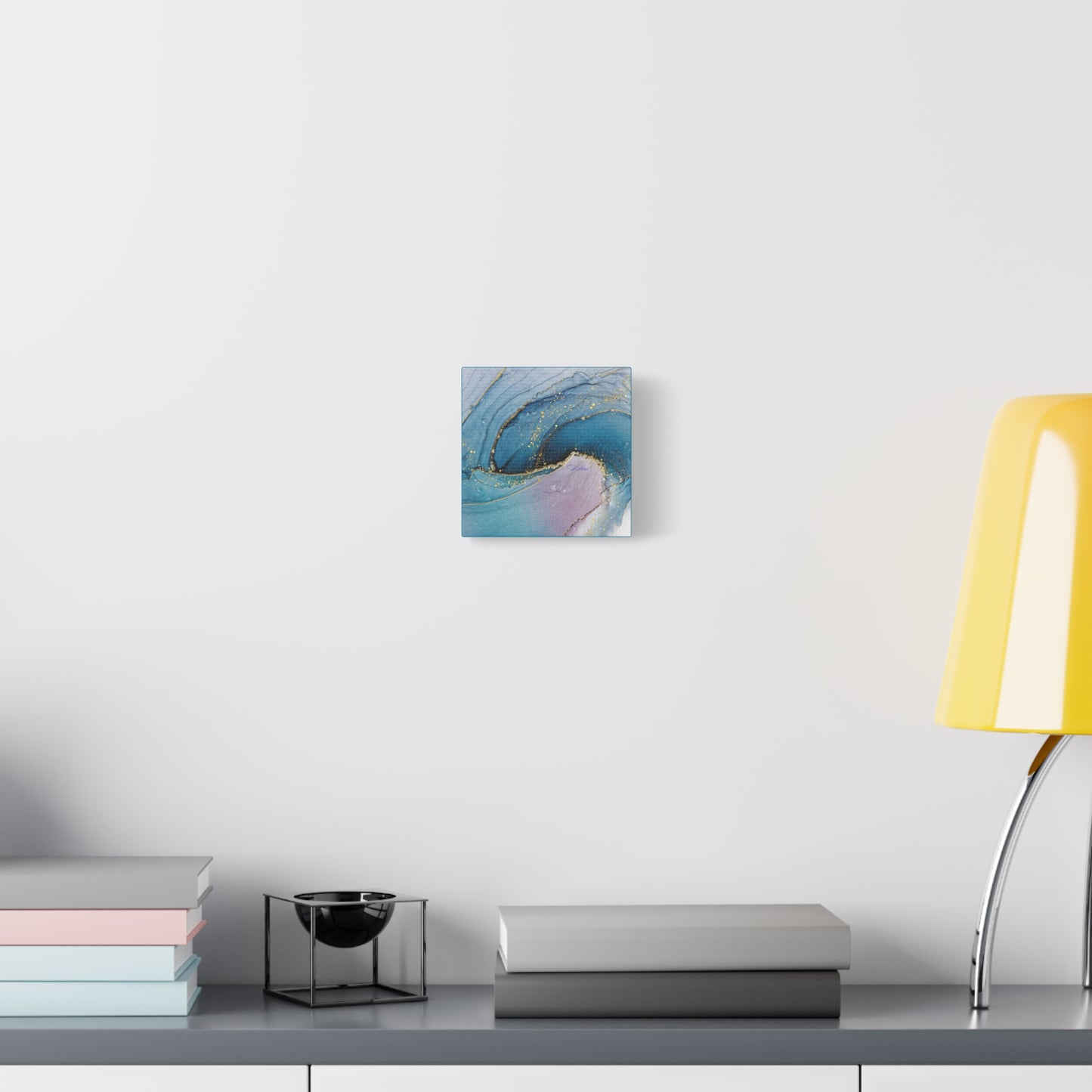Canvas Wall Art, Abstract Ocean Wave, Modern Decor, Home Office, Gift for Her, Blue Gold Artwork, Living Room Wall Decor
