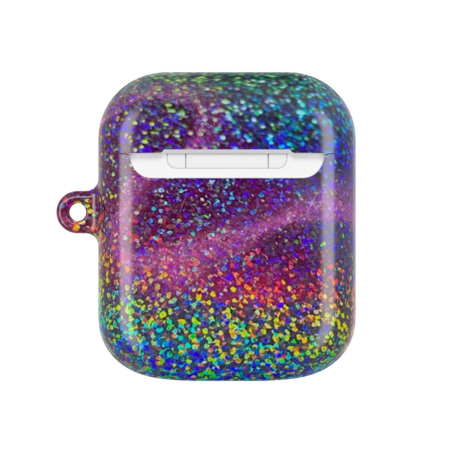 Holographic Rainbow Glitter Print Earbud Case - Personalized Name Option