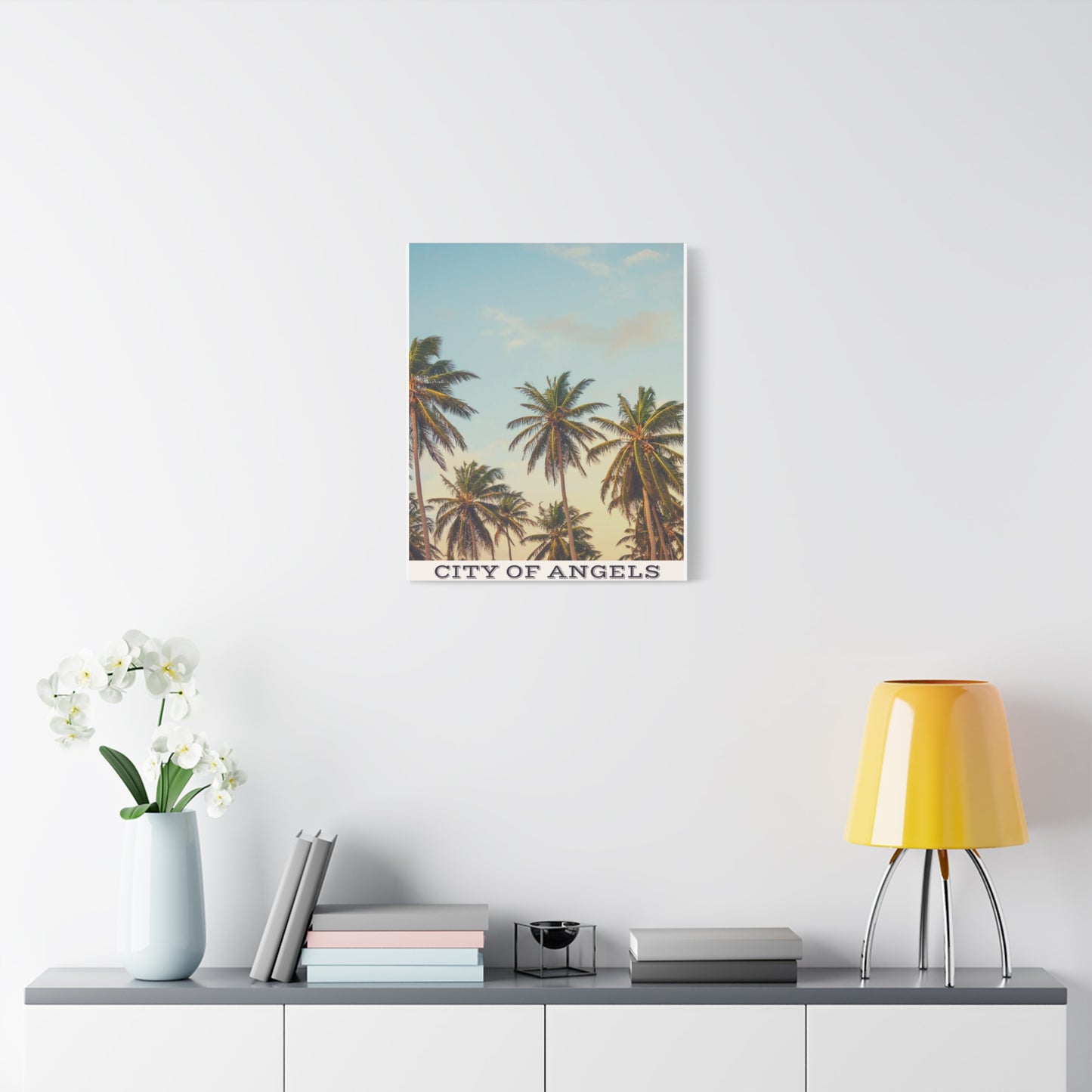 Tropical Palm Tree Canvas Print, City of Angeles Tropical Wall Art, Los Angeles Beach Decor, California Nature Photography, Home Decoration, Gift for Beach Lovers