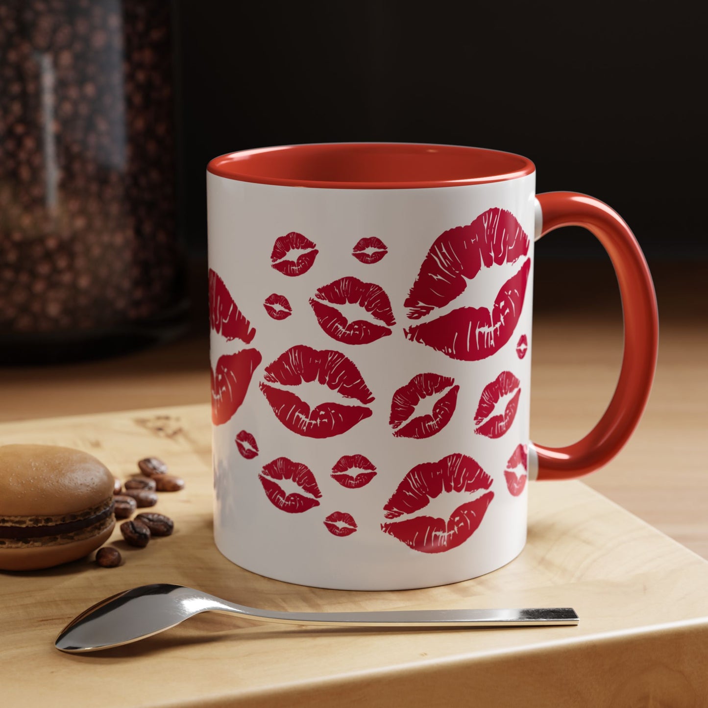 Kiss Mark Accent Coffee Mug - Romantic Gift, Valentine's Day Mug, Cute Coffee Cup, Fun Kitchen Decor, Stylish Drinkware