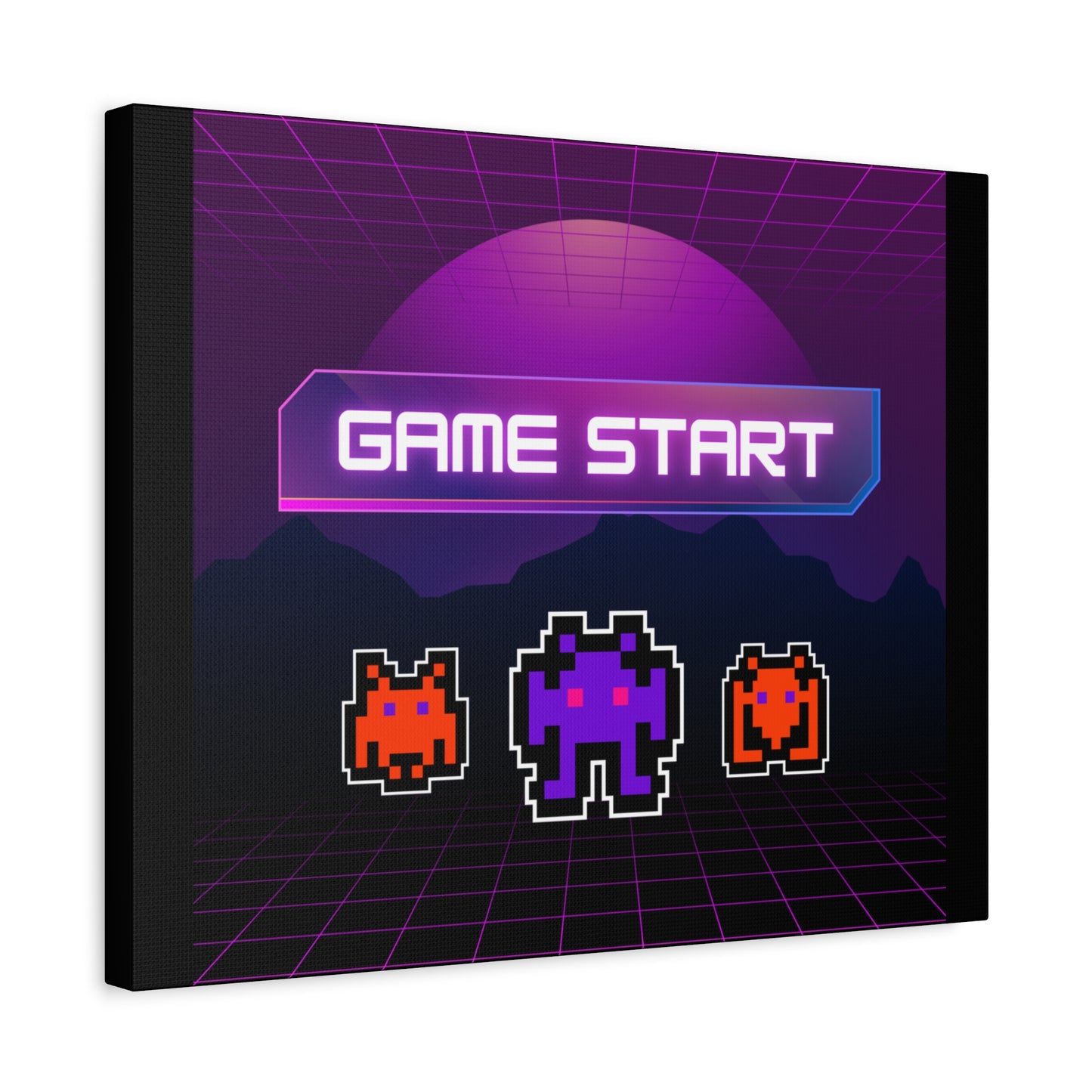 Retro Game Start Canvas Art Print | 80s Gaming Wall Decor, Gamer Gift, Pixel Art, Nostalgic Artwork, Home Decor