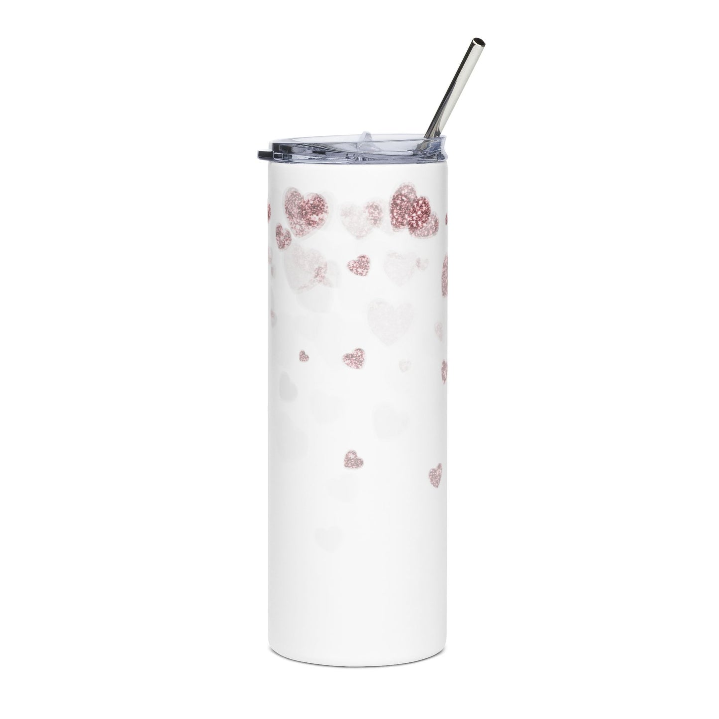 Rose Gold Hearts Judy Tumbler 20oz Stainless Steel Skinny Tumbler