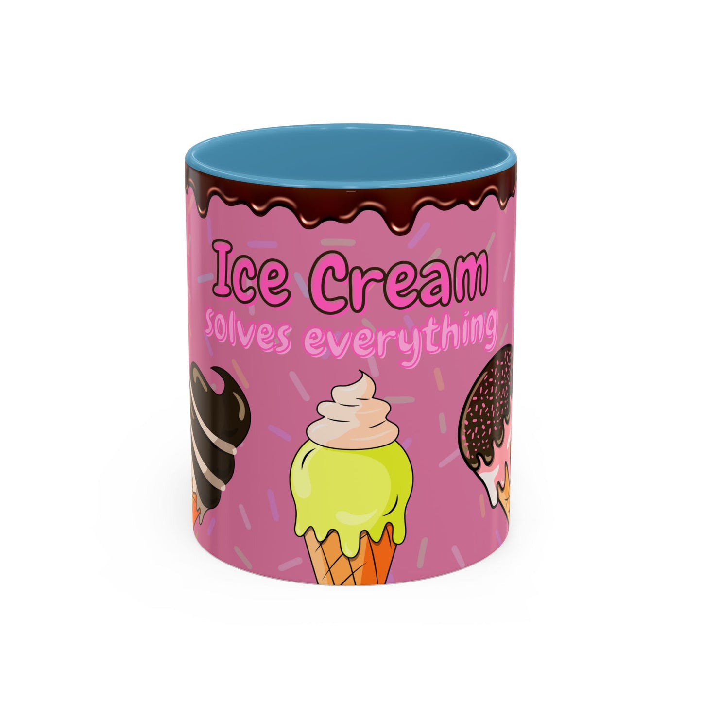 Ice Cream Solves Everything Coffee Mug - Fun Beverage Cup for Ice Cream Lovers, Gift for Holidays, Birthday, Summer
