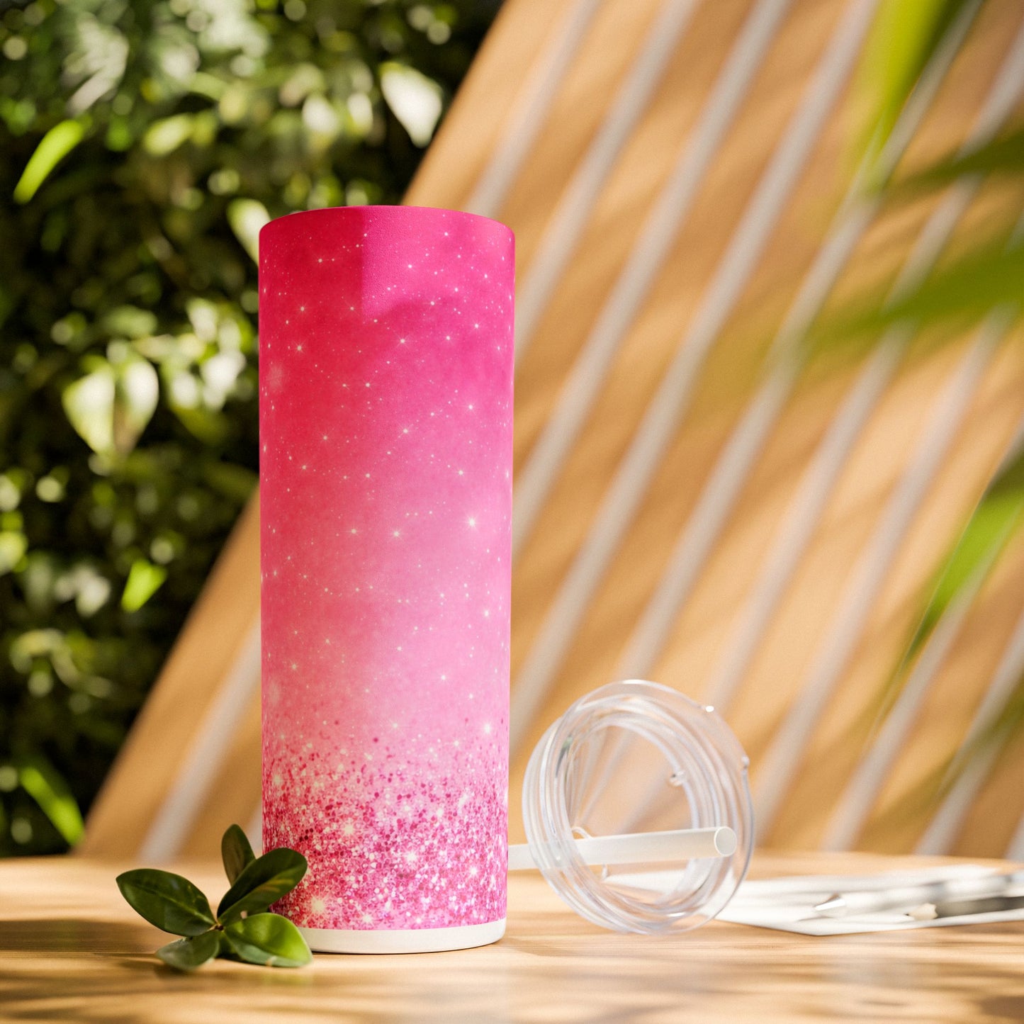 Pink Glitter Ombre Skinny Tumbler 20oz — Sparkle Straw Cup