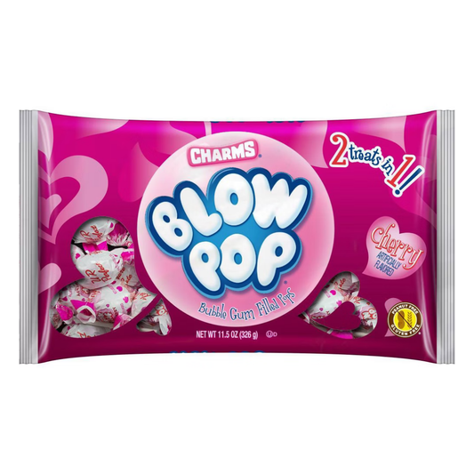 Charms Blow Pop Valentine Cherry Bubble Gum Filled Pops (11.5oz)