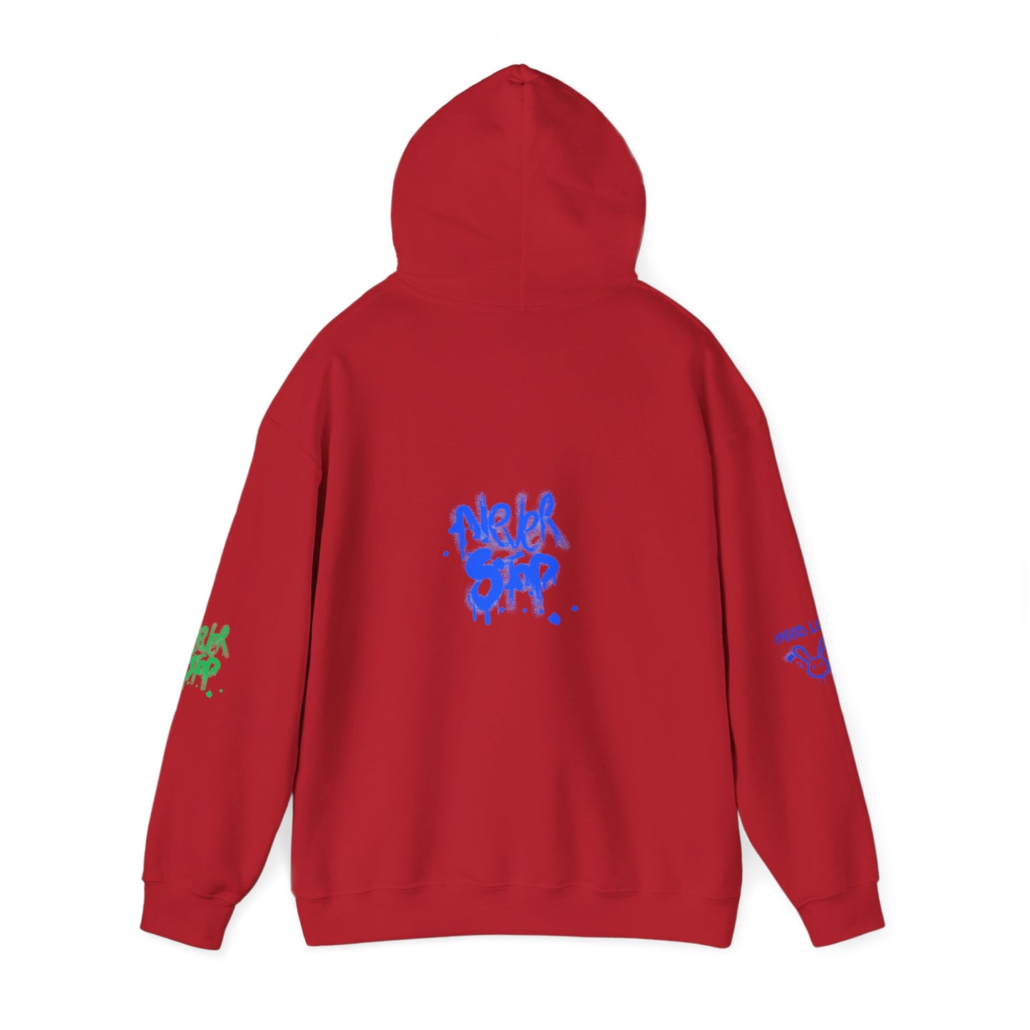 Good Luck Never Stop Unisex Heavy Blend Hooded Sweatshirt | Lucky Easter Bunny Design