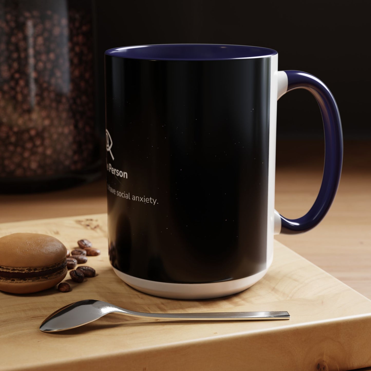 Sensitive Person Social Anxiety Coffee Mug - Black Accent, Gift for Introverts, Social Anxiety Humor, Unique Mug for Tea Lovers, Thoughtful Present
