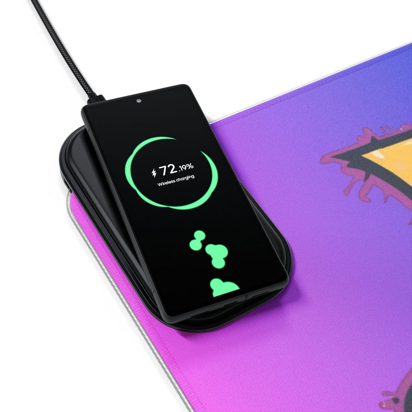LED Wireless Charging Gaming Mouse Pad - 'EDM Festie Gear' RGB Desk Mat for Ravers
