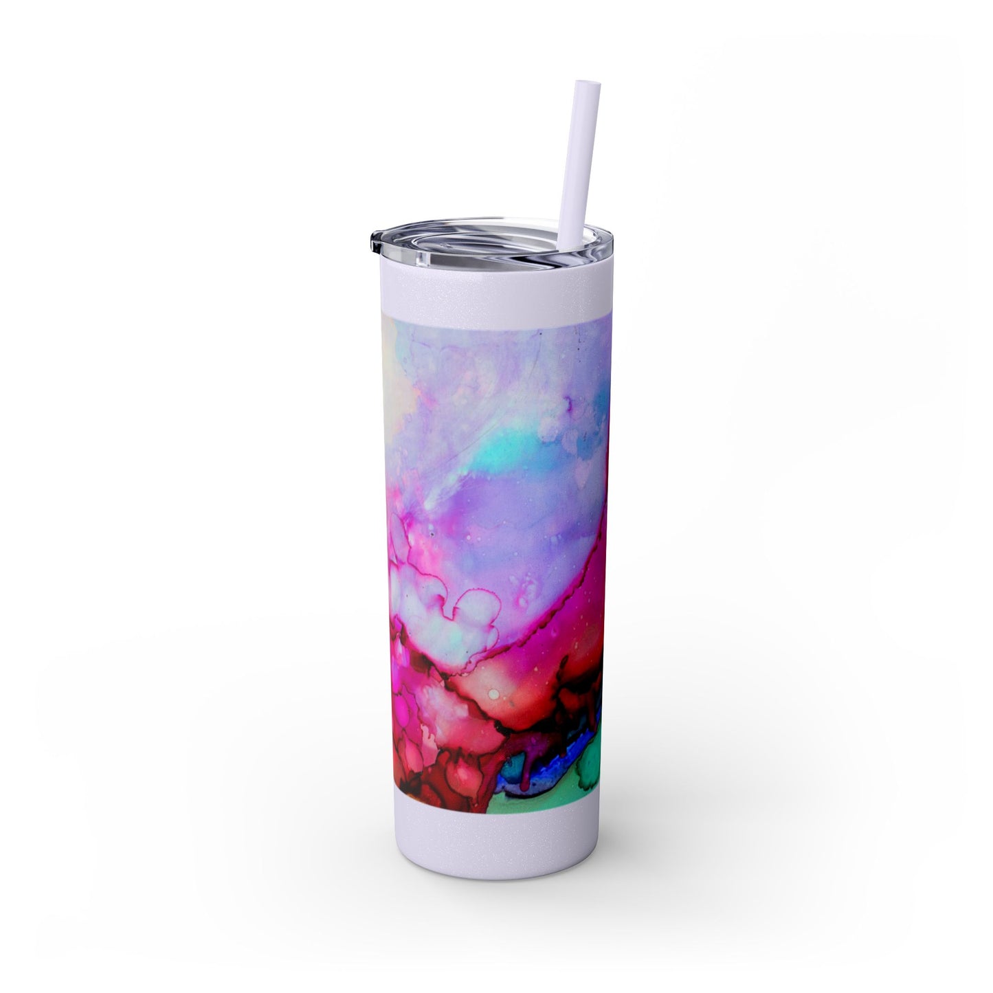 Beautiful Watercolor Splatter Skinny Tumbler with Straw - 20oz, Vibrant Colorful Drinkware for Every Occasion, Perfect Gift for Friends, Reusable Travel Mug, Water [...]