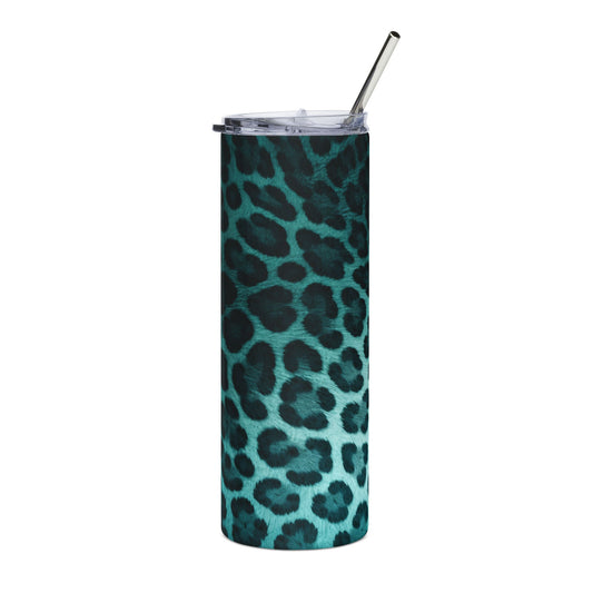 20oz Teal Leopard Stainless Steel Tumbler