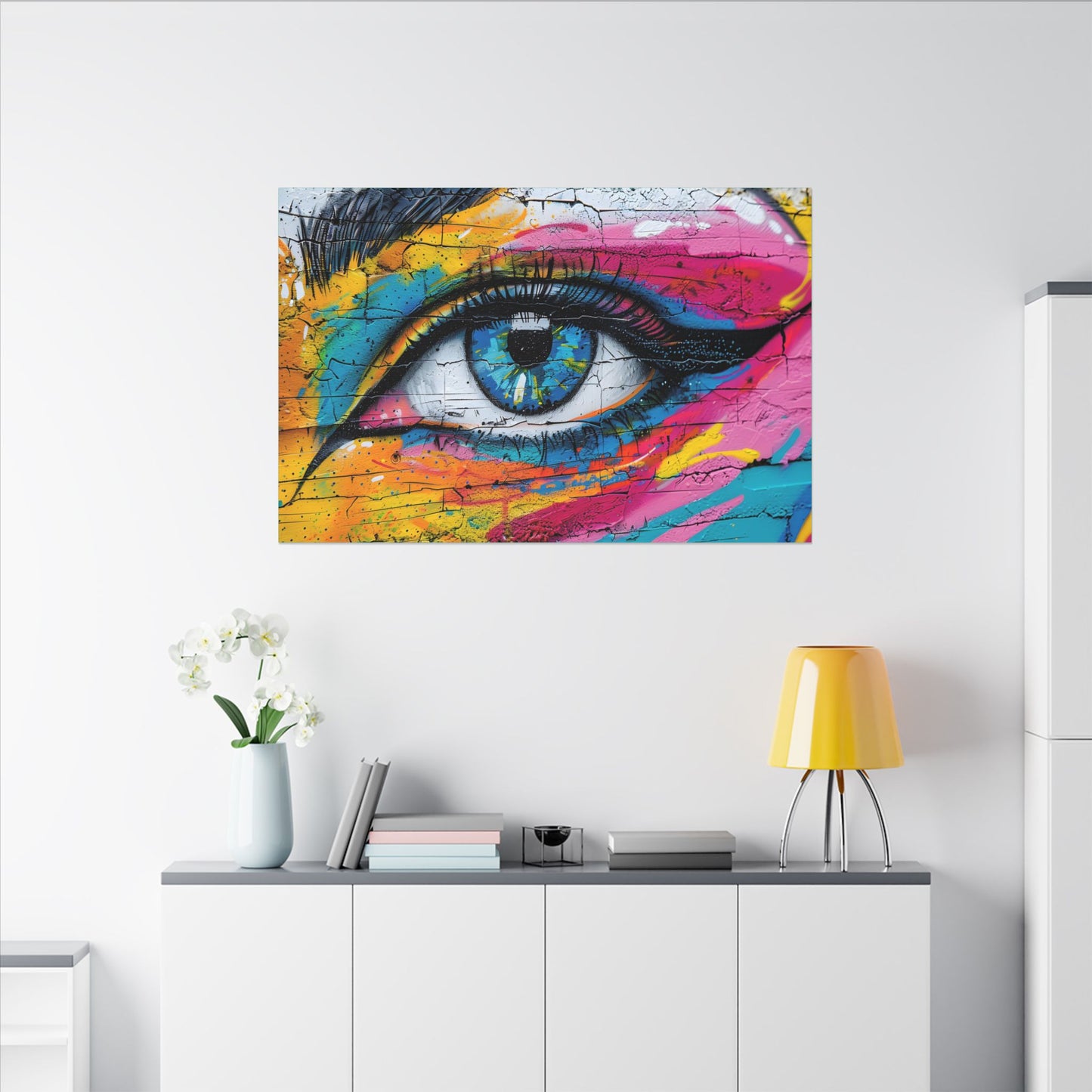 Colorful Eye Street Art Matte Canvas Print