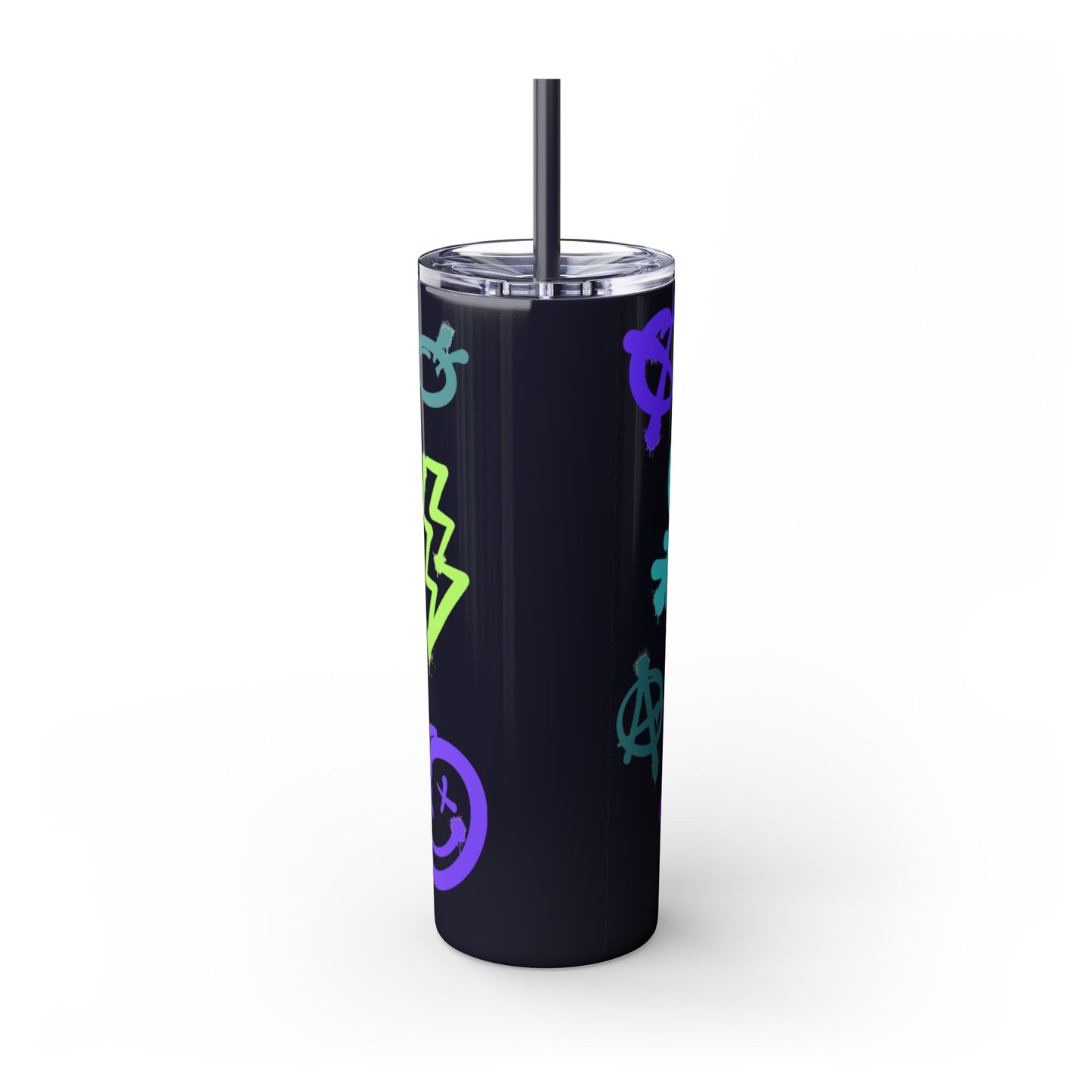 Trendy Skinny Tumbler with Straw, 20oz | Unique Graffiti Style Drinkware for Teens, Gifts, Parties, and Everyday Use