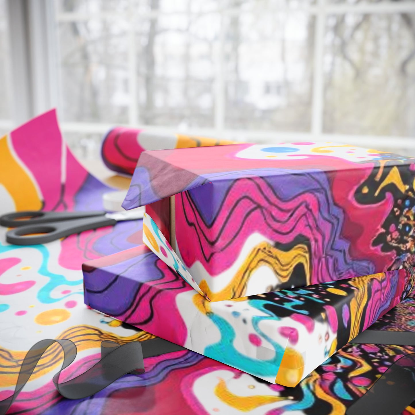Vibrant Wrapping Paper Rolls - Colorful Gift Wrap for All Occasions, Birthday, Holidays, DIY Projects, Crafting