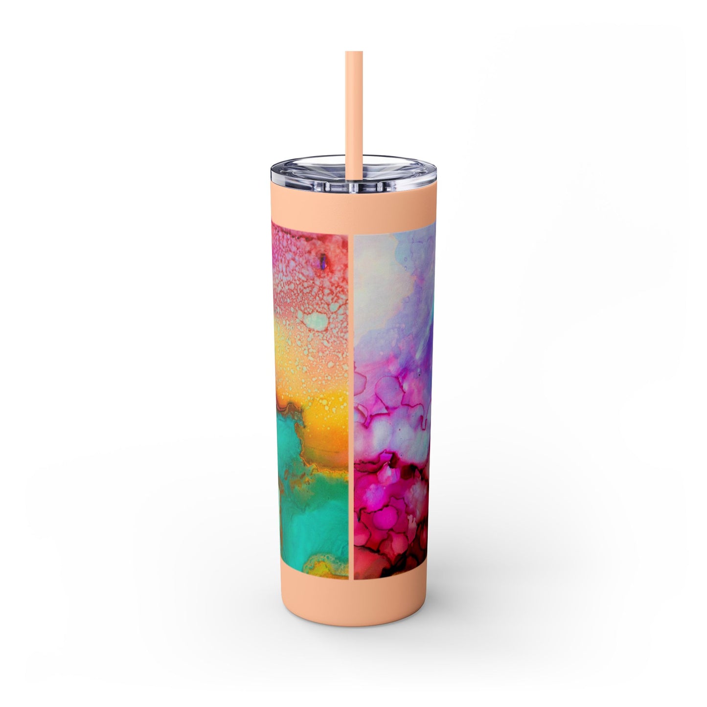 Beautiful Watercolor Splatter Skinny Tumbler with Straw - 20oz, Vibrant Colorful Drinkware for Every Occasion, Perfect Gift for Friends, Reusable Travel Mug, Water [...]