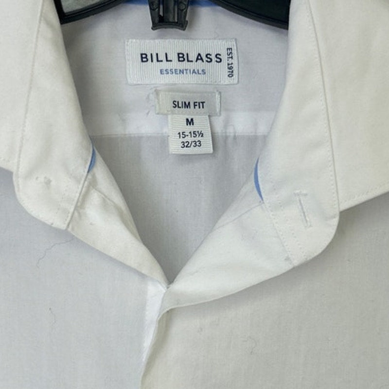 Bill Blass Essentials Mens Medium White Long Sleeve Collared Button Up Shirt