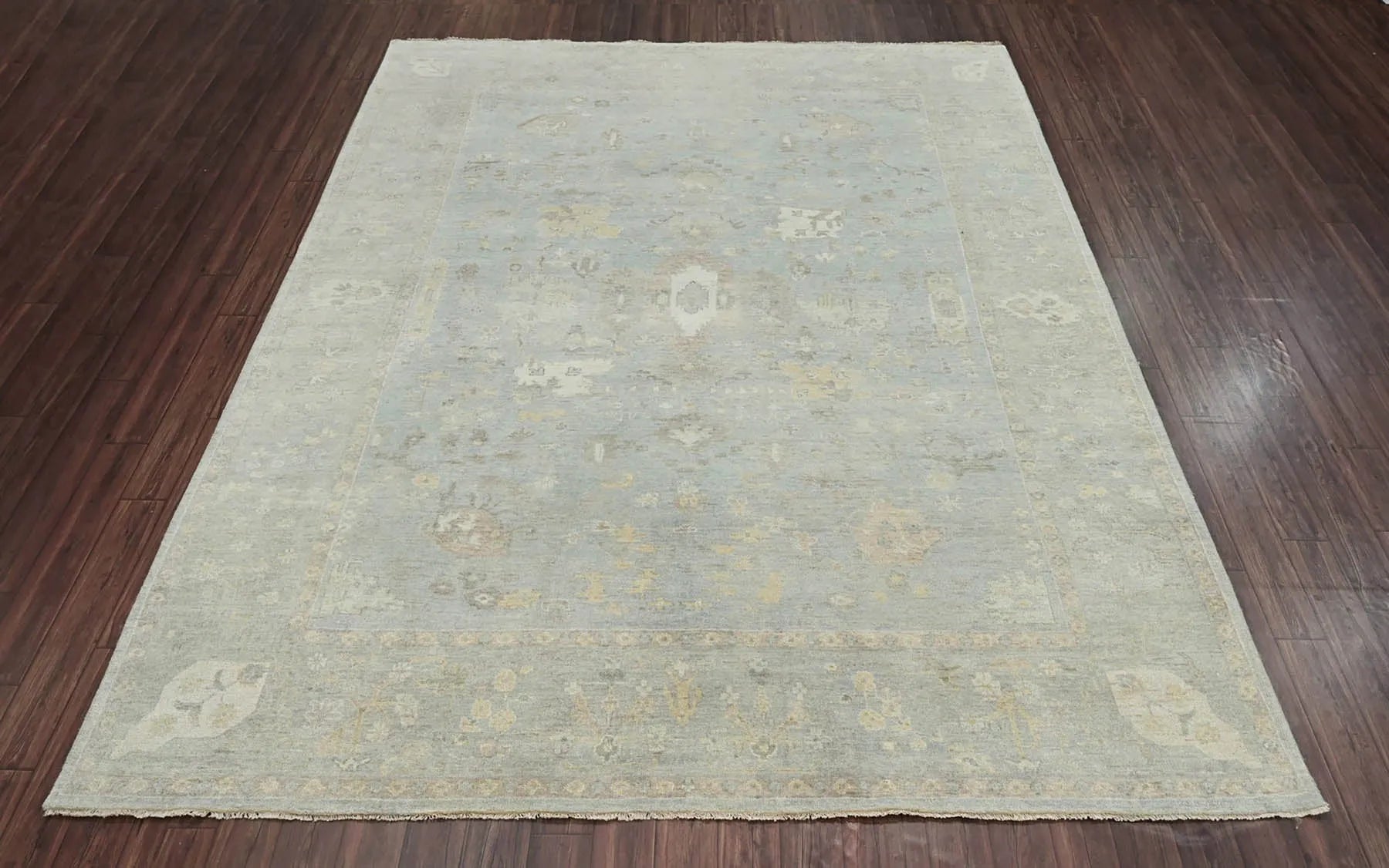 Multi Size Slate, Gray Hand Knotted Afghan Oushak 100% Wool Oushak Traditional Oriental Area Rug-4