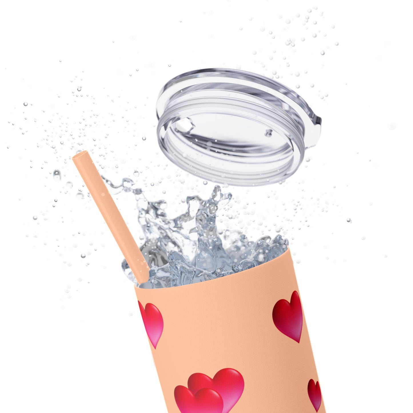Gepasmaakte Glitter 20oz Dun Tumbler met Pienk Hartpatroon — [Jou Naam Hier]