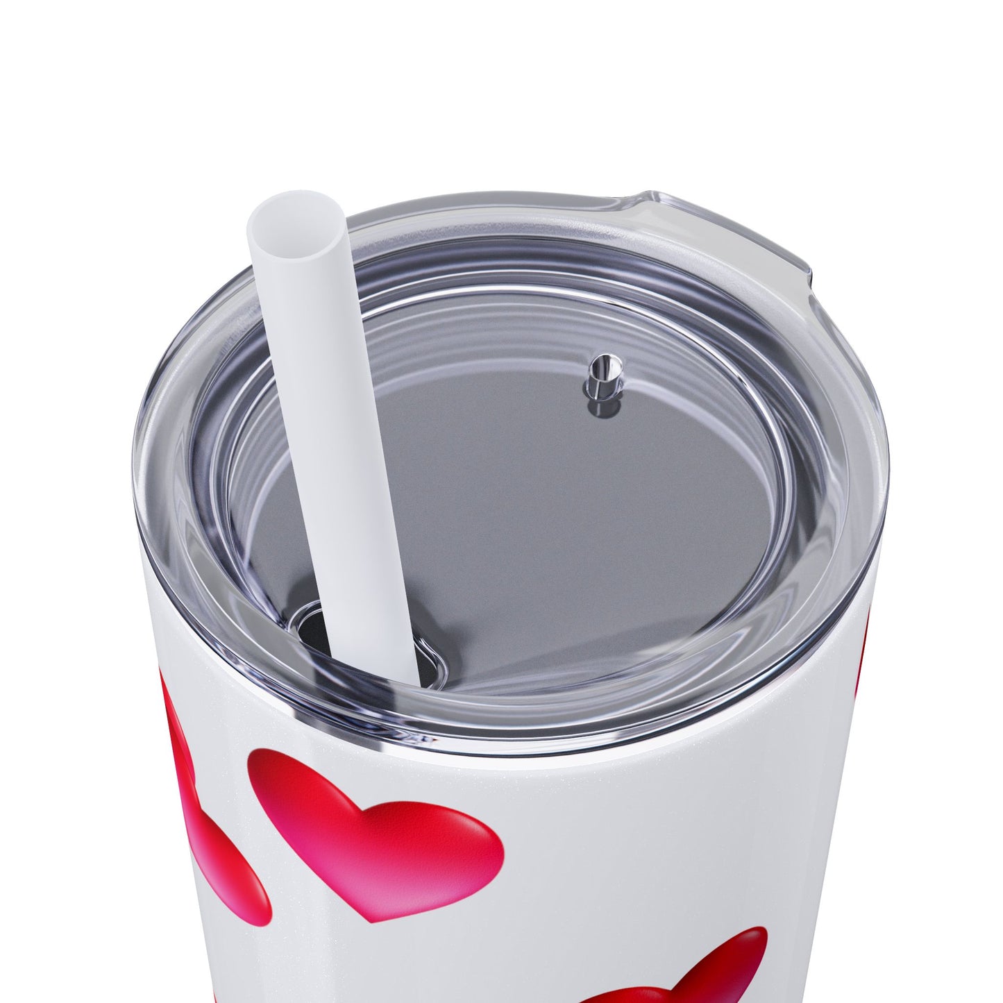 Gepasmaakte Glitter 20oz Dun Tumbler met Pienk Hartpatroon — [Jou Naam Hier]