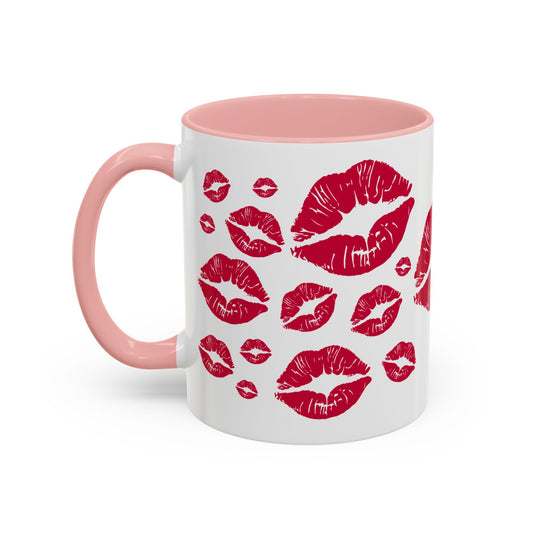 Kiss Mark Accent Coffee Mug - Romantic Gift, Valentine's Day Mug, Cute Coffee Cup, Fun Kitchen Decor, Stylish Drinkware