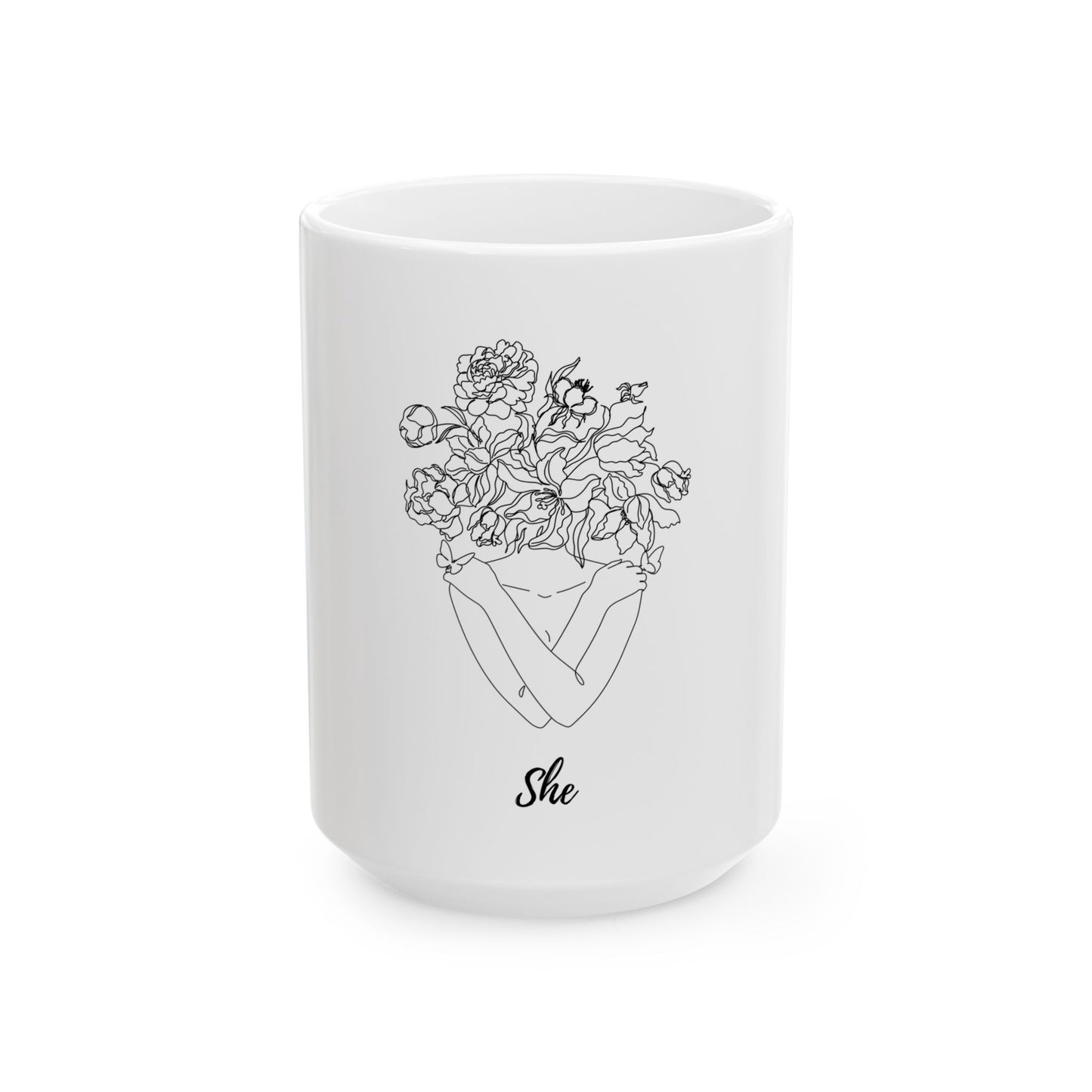 Floral She Mug - Charming Ceramic Coffee Cup for Tea Lovers, Perfect Gift for Birthdays, Mother’s Day, & Housewarmings