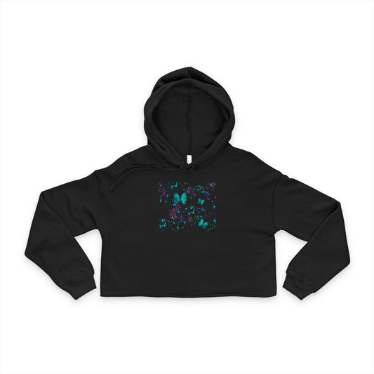 Stylish Women's Butterfly Cropped Hoodie with Modern Abstract Design, Trendy Fashion, Casual Wear, Gift Idea for Her, Streetwear Outfit