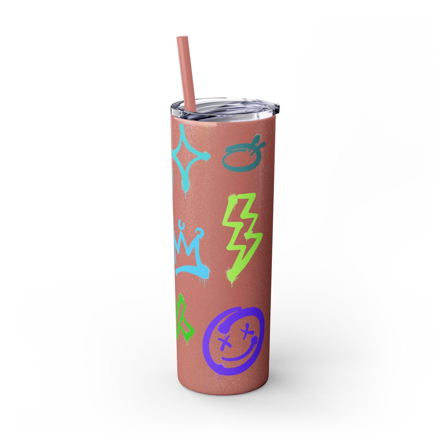 Trendy Skinny Tumbler with Straw, 20oz | Unique Graffiti Style Drinkware for Teens, Gifts, Parties, and Everyday Use