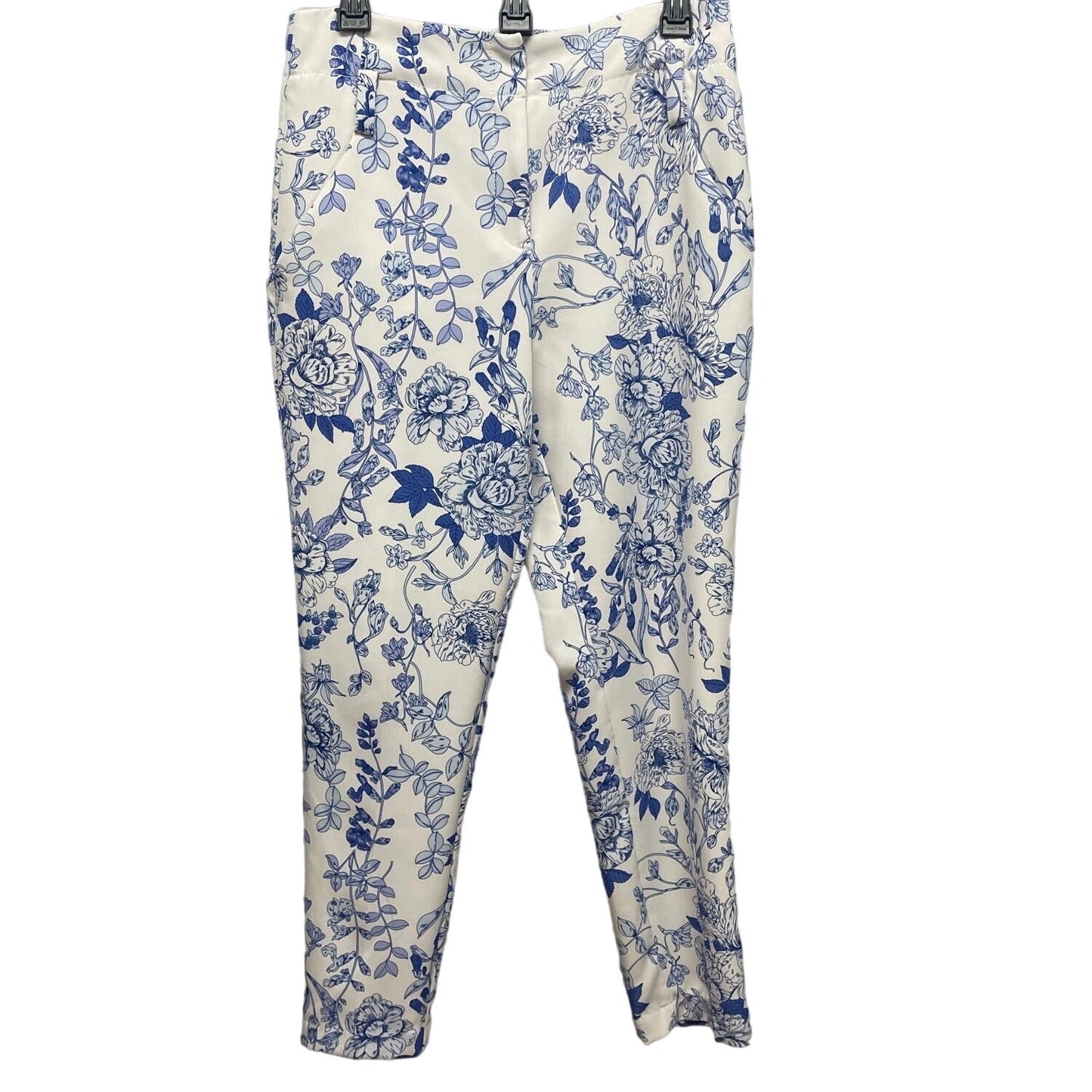 7th Avenue Design Studio Womens Size 6 Average Blue Floral Front Zip Pants
