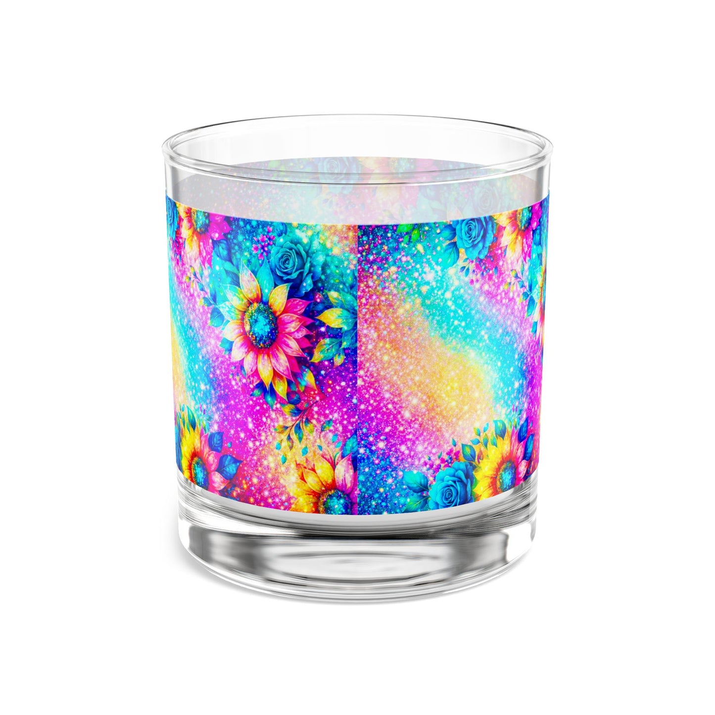 Rainbow Sunflower Galaxy Rocks Glass 10oz