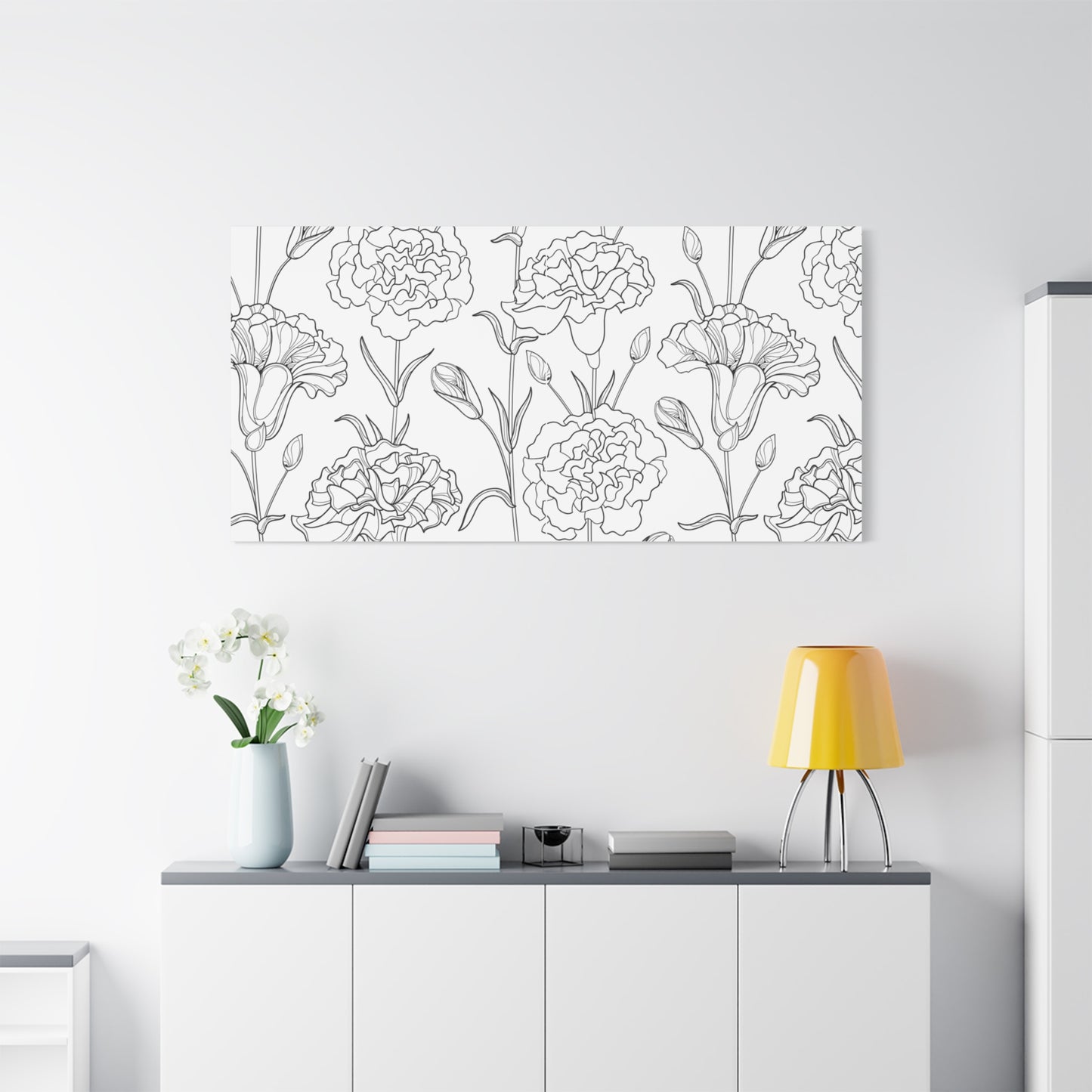 Floral Canvas Art, Stretched Wall Decor, Home Gift, Botanical Print, Modern Design, Matte Finish