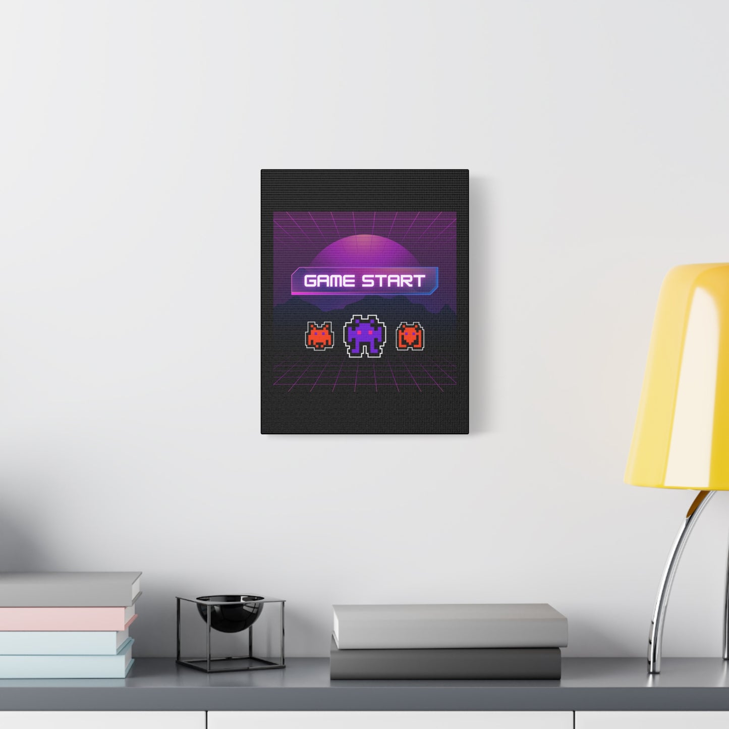 Retro Game Start Canvas Art Print | 80s Gaming Wall Decor, Gamer Gift, Pixel Art, Nostalgic Artwork, Home Decor