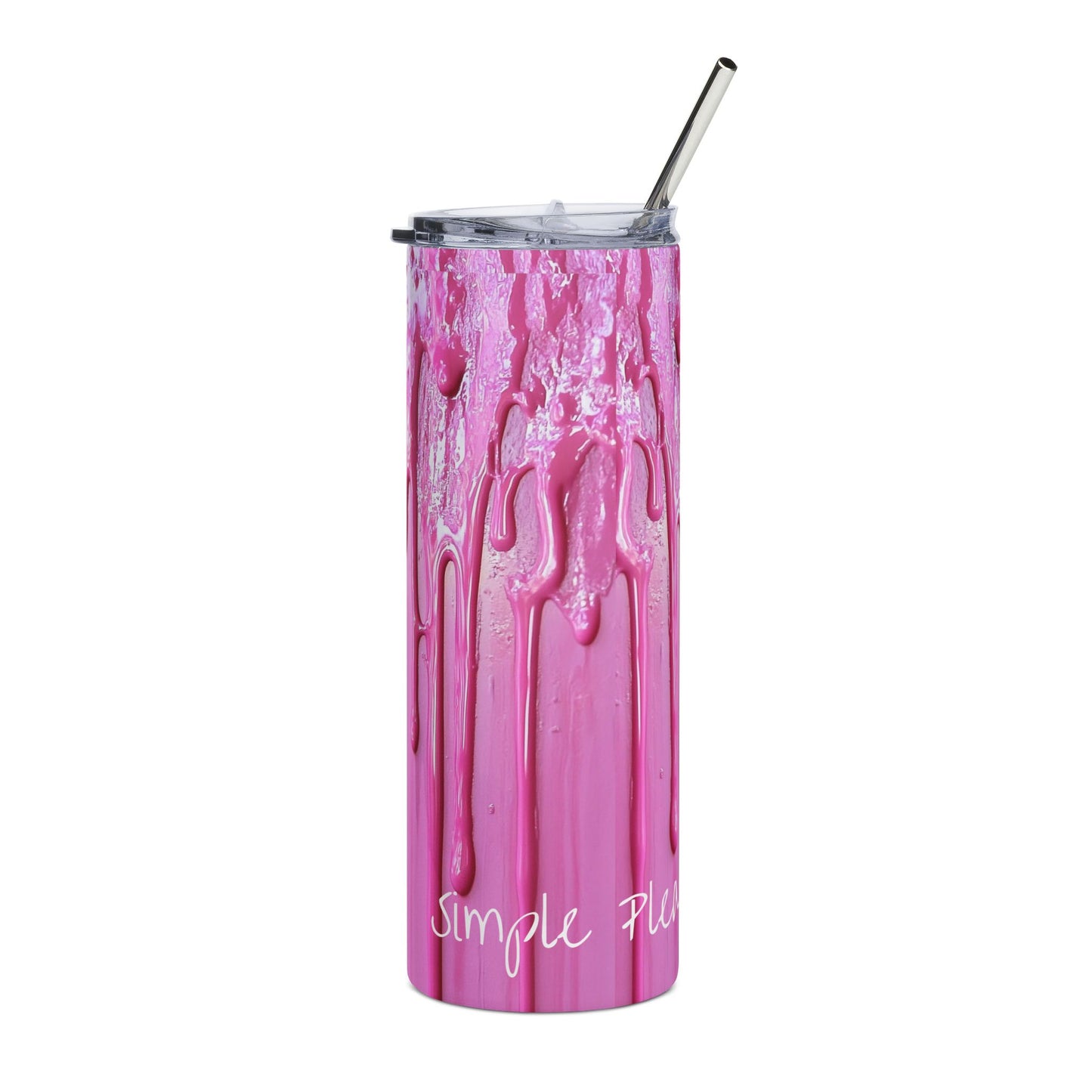 Simple Pleasures Pink Dripping Paint Tumbler 20oz Stainless Steel