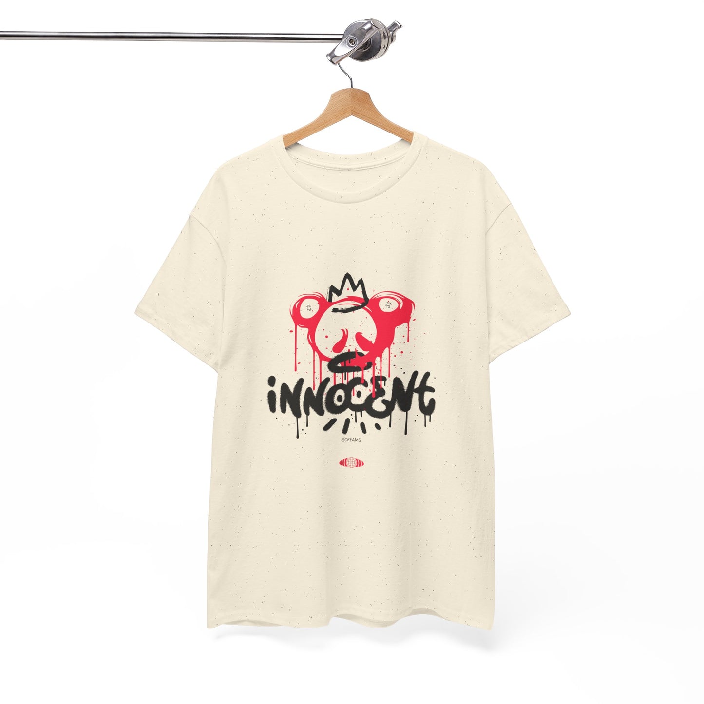 Edgy Graphic Tee: 'Innocent' Design, Urban Fashion, Streetwear, Unisex Cotton T-Shirt, Music Festivals, Casual Wear