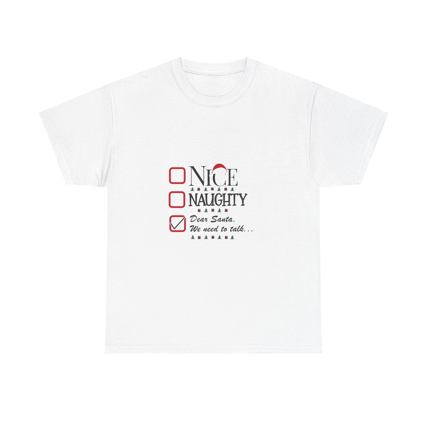 Funny Christmas Tee, Unisex Holiday Shirt, Naughty Nice Christmas Gift, Merry Christmas T-Shirt, Santa Gift