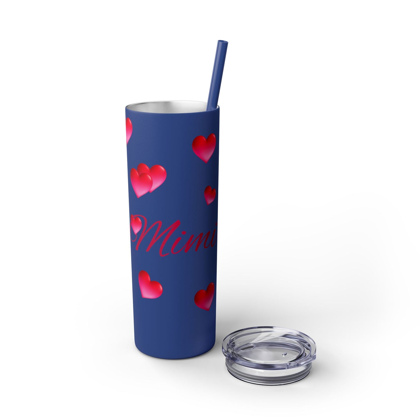 Gepasmaakte Glitter 20oz Dun Tumbler met Pienk Hartpatroon — [Jou Naam Hier]