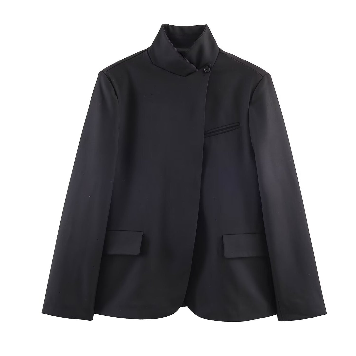 Autumn Winter Stand up Collar Blazer Mid Waist Wide Leg Trousers