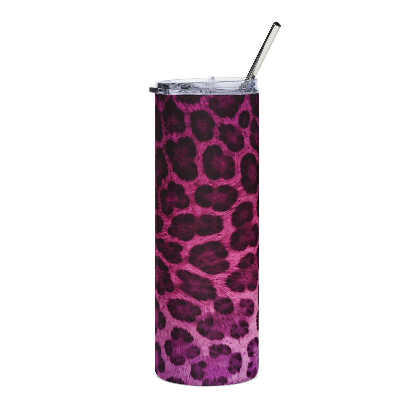 20oz Stainless Steel Tumbler — Pink Ombre Leopard Print Insulated Travel Cup