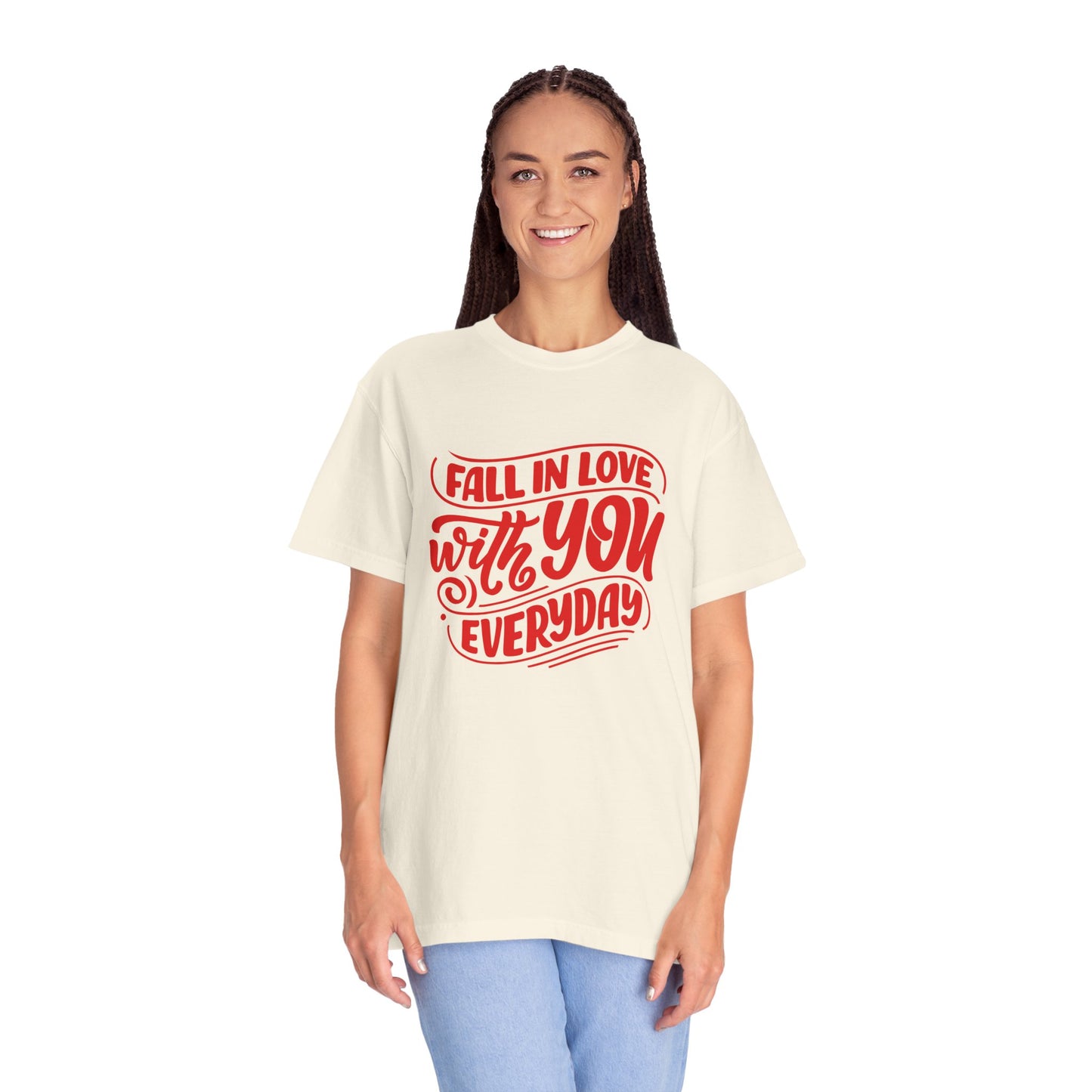 Fall in Love with YOU Quote T-shirt for Couples, Valentine's Day, Gifts for Him/Her, Casual Everyday Wear, Comfortable Unisex Tee