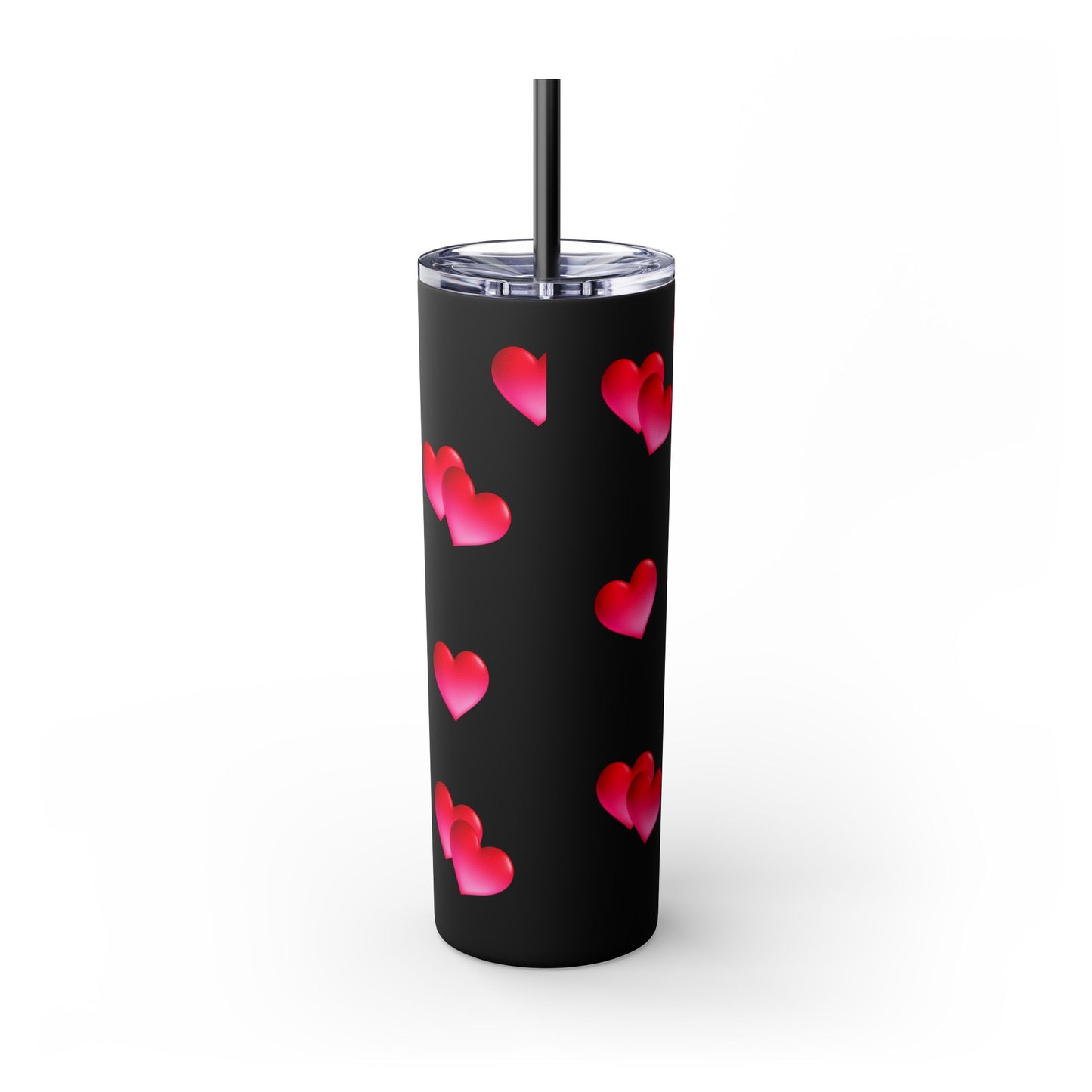 Gepasmaakte Glitter 20oz Dun Tumbler met Pienk Hartpatroon — [Jou Naam Hier]
