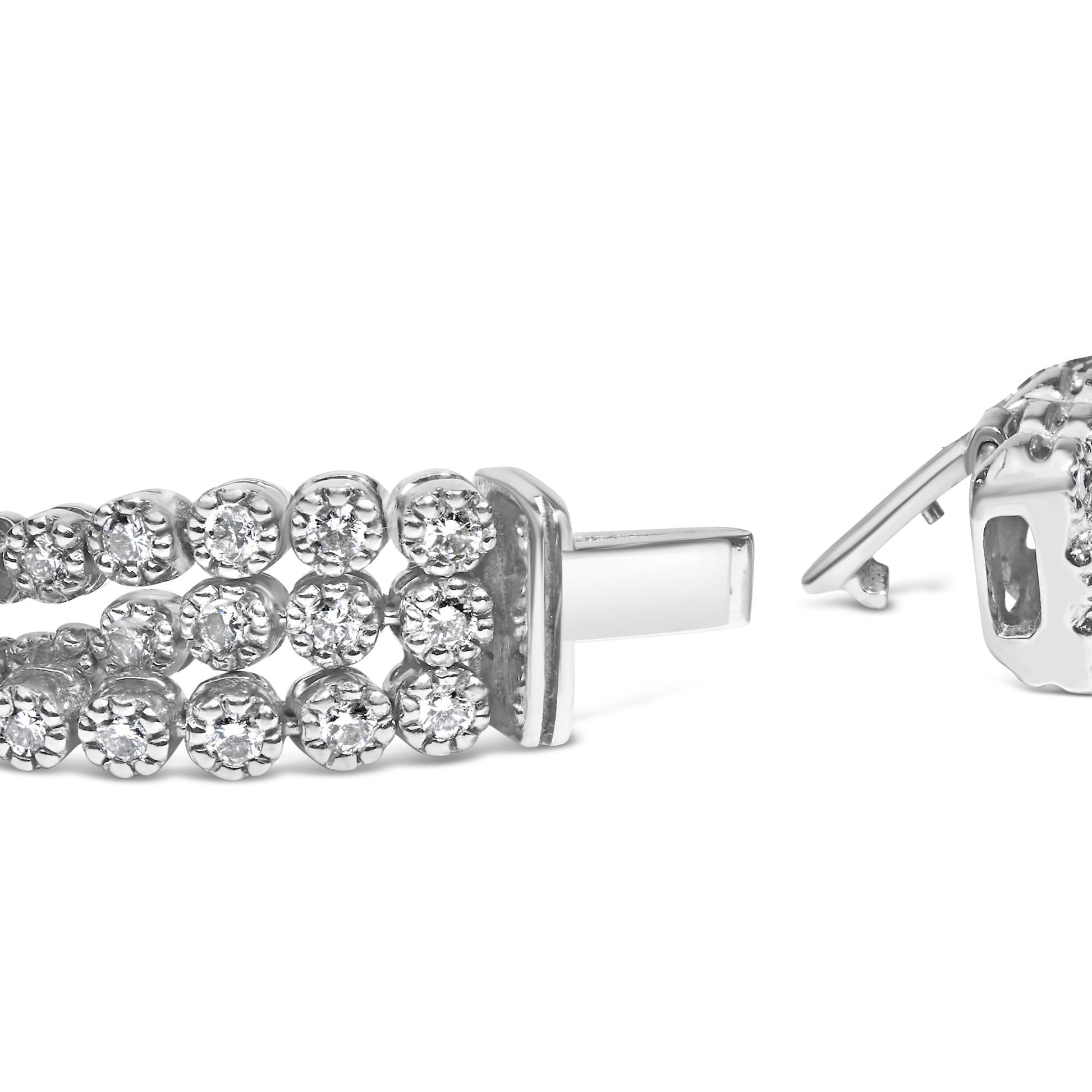 18K White Gold 5.00 Cttw Natural Diamond 3 Row Link Tennis Bracelet (G-H Color, VS1-VS2 Clarity) - 7.25" Inches-1