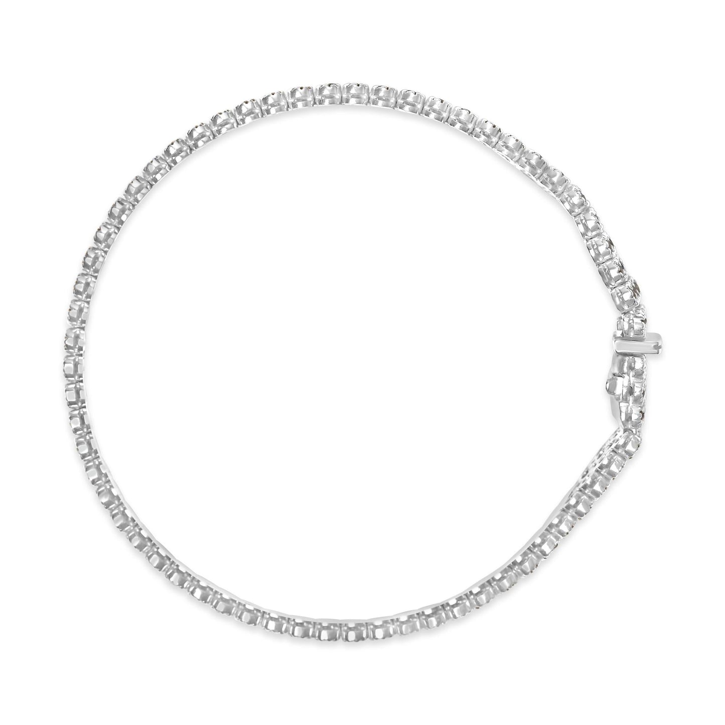 18K White Gold 5.00 Cttw Natural Diamond 3 Row Link Tennis Bracelet (G-H Color, VS1-VS2 Clarity) - 7.25" Inches-3