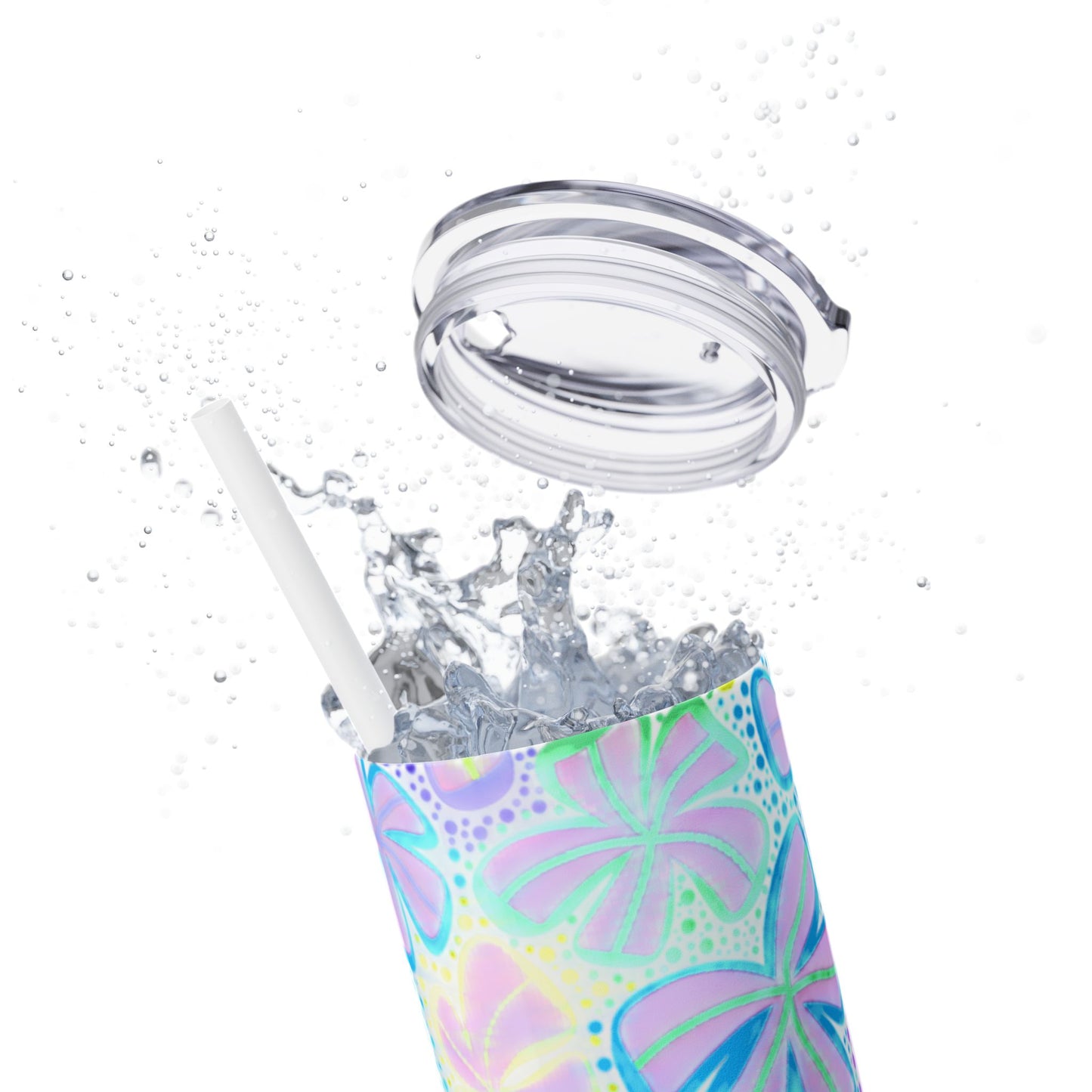 Pastel Butterfly Tumbler, 20oz Drinkware, Spring Decor, Cute Gift for Her, Eco-Friendly Cup, Floral Water Bottle