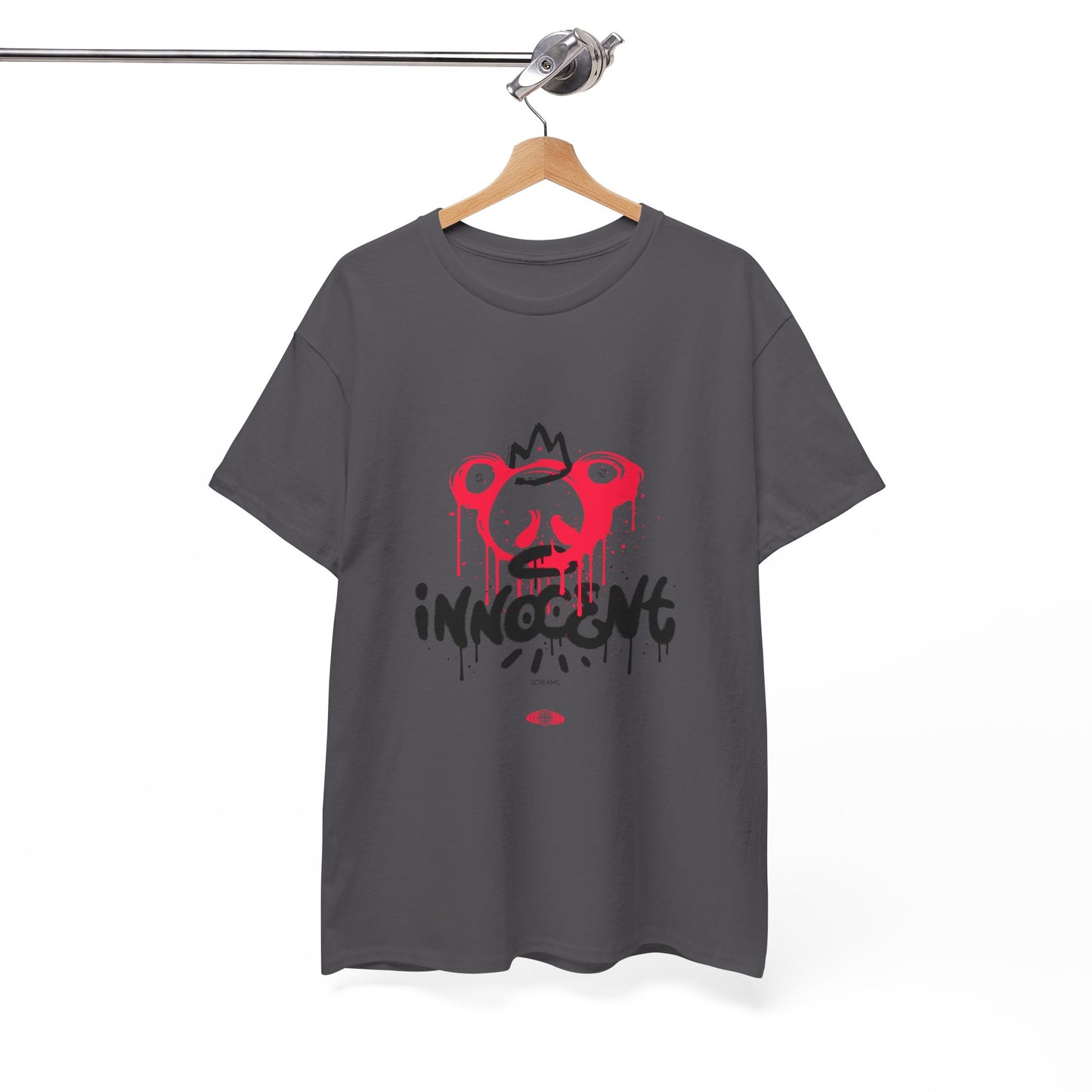 Edgy Graphic Tee: 'Innocent' Design, Urban Fashion, Streetwear, Unisex Cotton T-Shirt, Music Festivals, Casual Wear