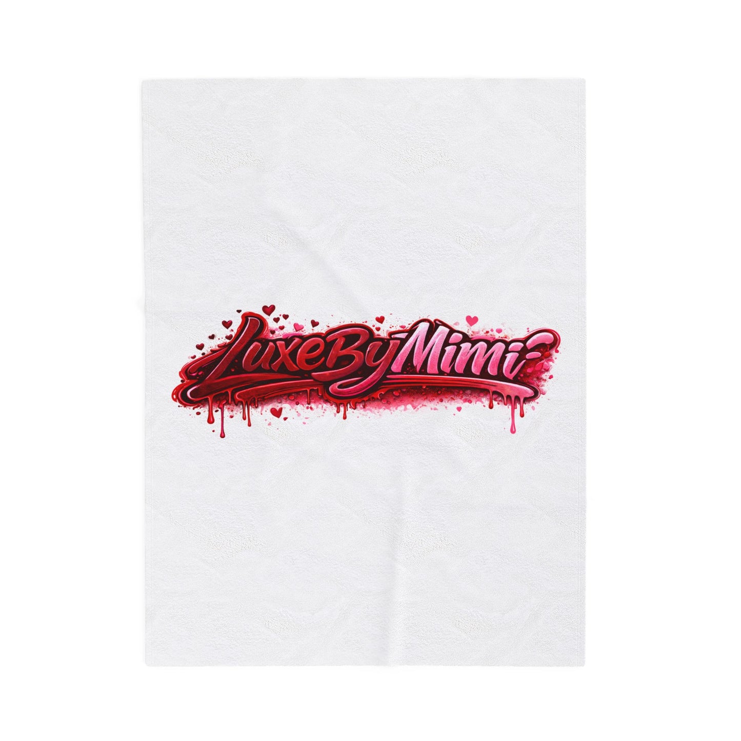 Luxe By Mimi Velvet Plush Blanket — Heart Drip Graphic Cozy Throw