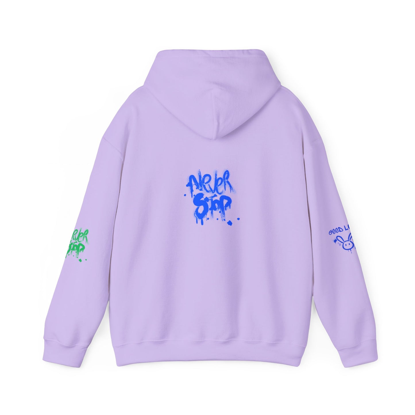 Good Luck Never Stop Unisex Heavy Blend Hooded Sweatshirt | Lucky Easter Bunny Design