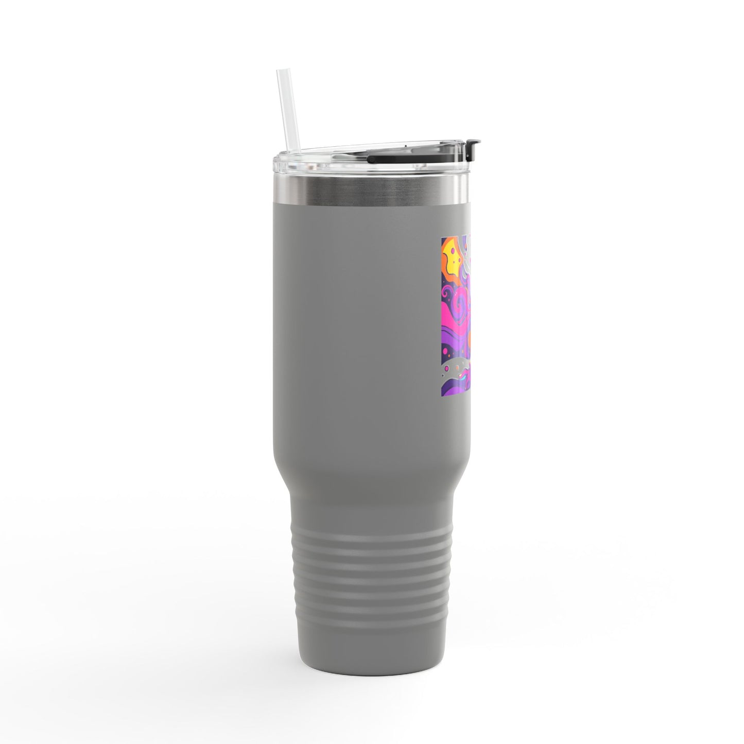 Vibrant Insulated Travel Mug, 40oz - Perfect for Outdoor Adventures, Road Trips, and Coffee Lovers, Colorful Art Design, Reusable Drinkware