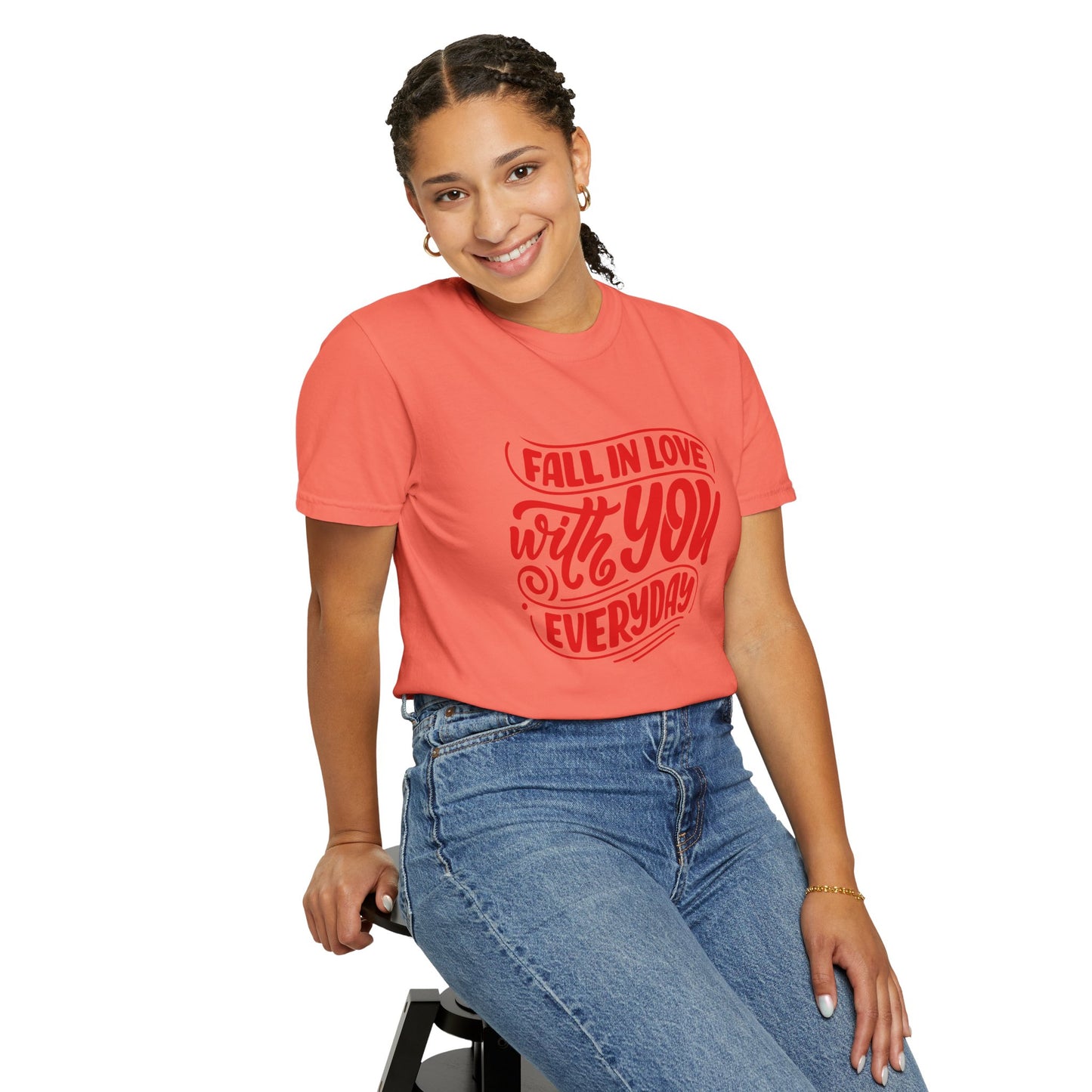 Fall in Love with YOU Quote T-shirt for Couples, Valentine's Day, Gifts for Him/Her, Casual Everyday Wear, Comfortable Unisex Tee