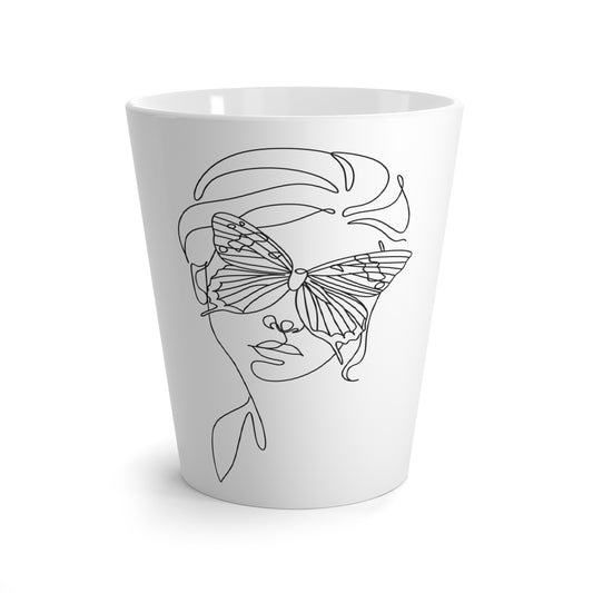 Butterfly Woman Latte Mug, Coffee Cup, Gift for Her, Contemporary Decor, Art Lover's Mug, Unique Kitchenware