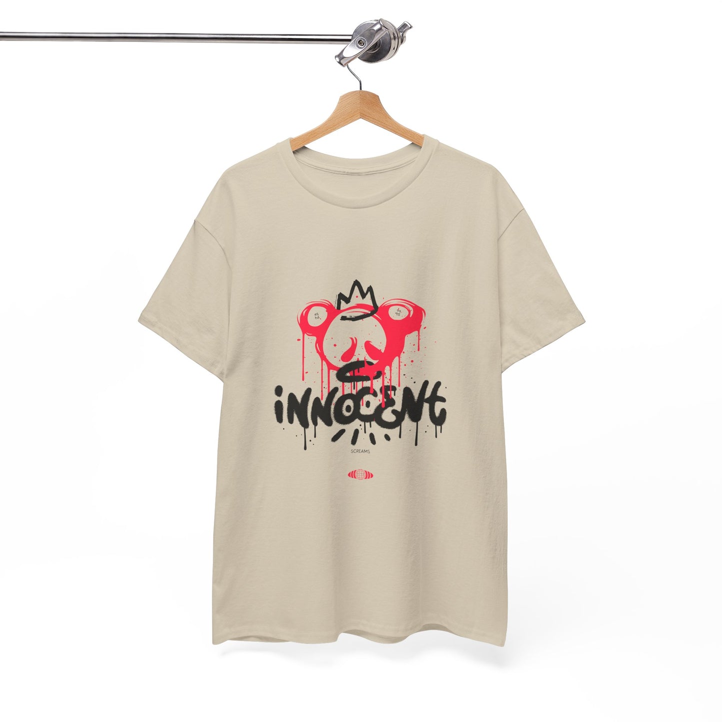 Edgy Graphic Tee: 'Innocent' Design, Urban Fashion, Streetwear, Unisex Cotton T-Shirt, Music Festivals, Casual Wear