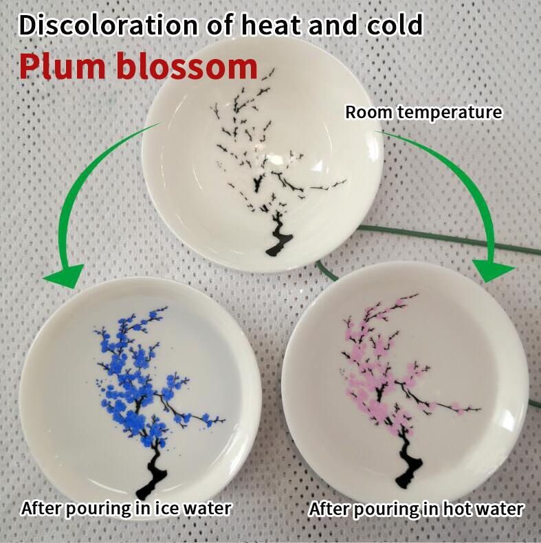 Japanese-style Cherry flower plum flower Sake Cup Water-stained Discoloration Cup Bowl Ceramic White Wine Peach Blossom Cup